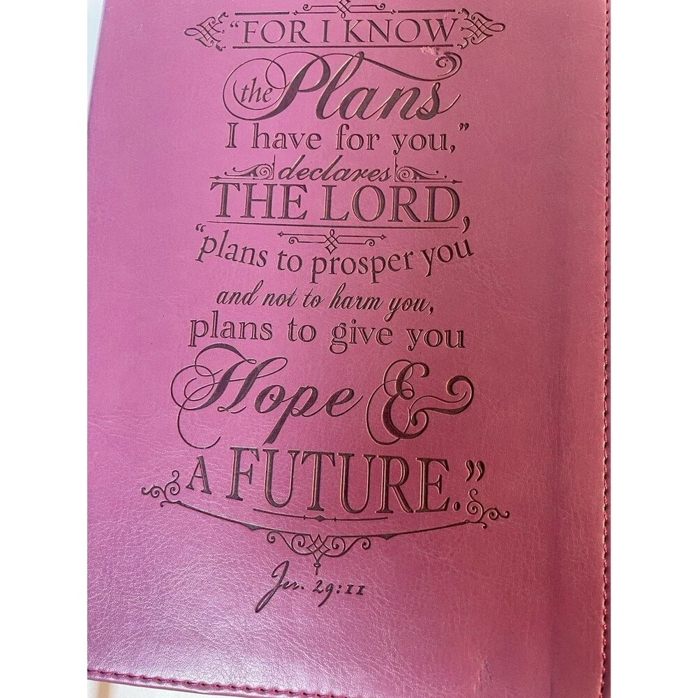 Know the Plans Classic Lux Leather Journal Book in Pink Jeremiah 29:11 Christian